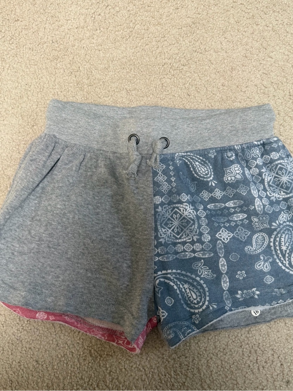Vintage Havana Gray & Blue Bandana Panel Shorts